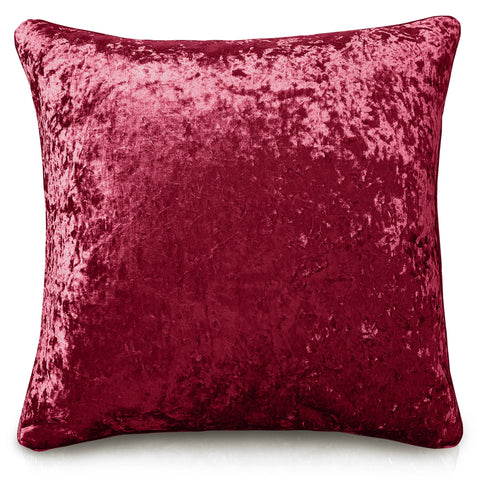 Plain Raspberry Crushed Velvet Cushion Cover Linens Online
