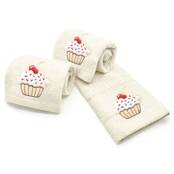 Kitchen Trends Cupcake Cream Tea Towel Linens Online
