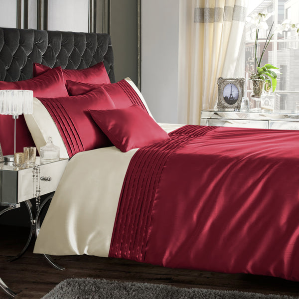 Perez Faux Silk Burgundy Duvet Cover Set Linens Online