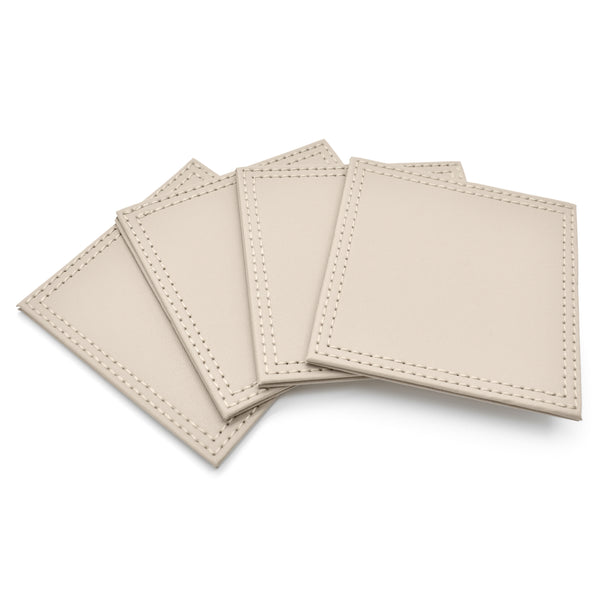 Cream Faux Leather Coasters Pack of 4 Linens Online