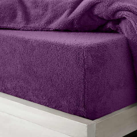 Velosso Purple Teddy Fleece Fitted Sheet