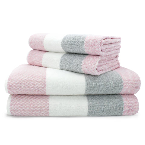 Velosso 500gsm Cotton Pink Striped Towels Linens Online