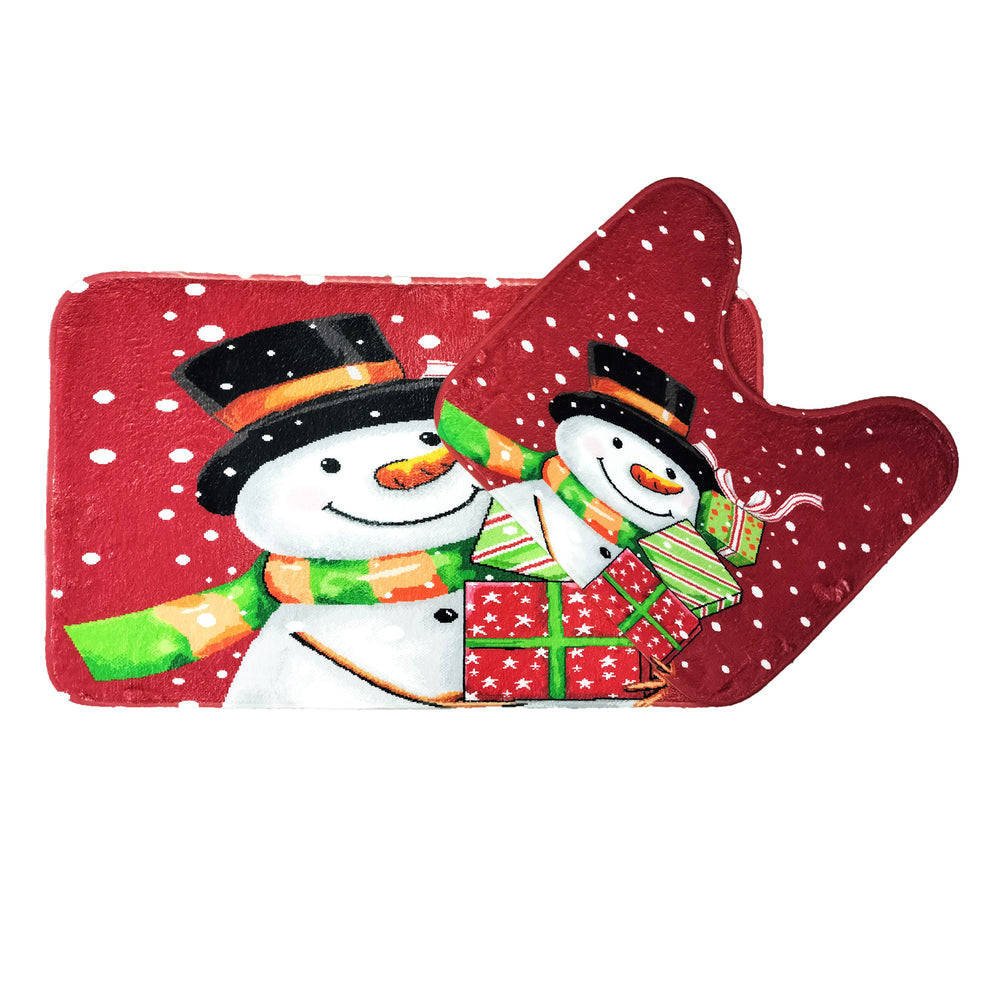 Velosso Snowman Gifts Christmas Anti Slip Bath Mat Set