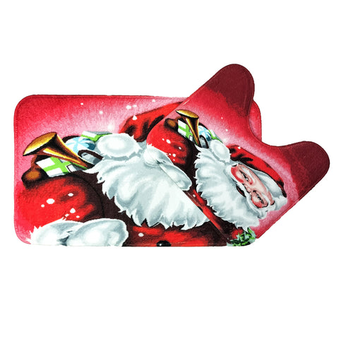 Velosso Smiling Santa Christmas Anti Slip Bath Mat Set