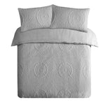 Velosso Winchester Pinsonic Quilted Duvet Cover & Pillowcase Set - Grey