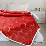 Velosso Dancing Stag Shimmering Velvet Sherpa Blanket - Red