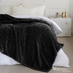 Velosso Black Super Chunky Cord Faux Mink Blanket