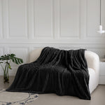 Velosso Black Super Chunky Cord Faux Mink Blanket