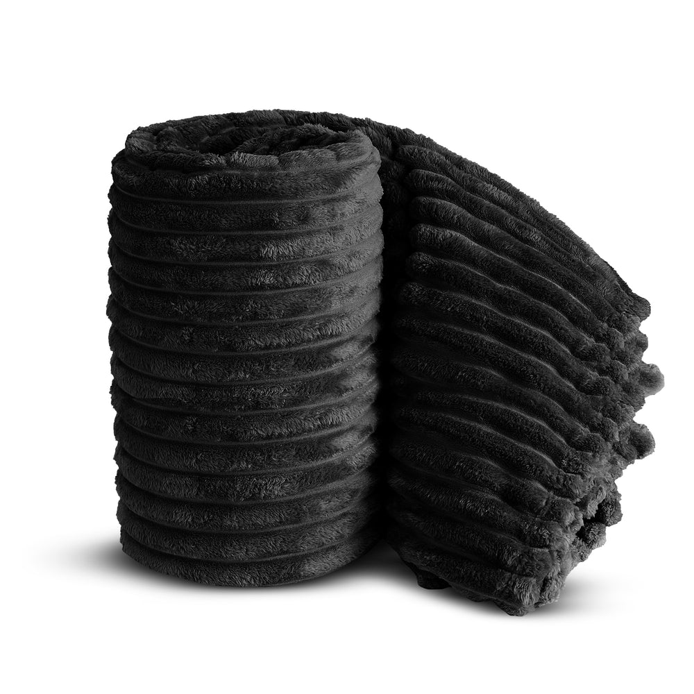 Velosso Black Super Chunky Cord Faux Mink Blanket