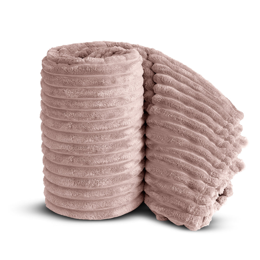 Velosso Blush Pink Super Chunky Cord Faux Mink Blanket