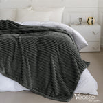 Velosso Charcoal Grey Super Chunky Cord Faux Mink Blanket