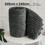Velosso Charcoal Grey Super Chunky Cord Faux Mink Blanket