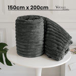 Velosso Charcoal Grey Super Chunky Cord Faux Mink Blanket