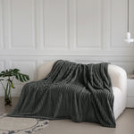 Velosso Charcoal Grey Super Chunky Cord Faux Mink Blanket