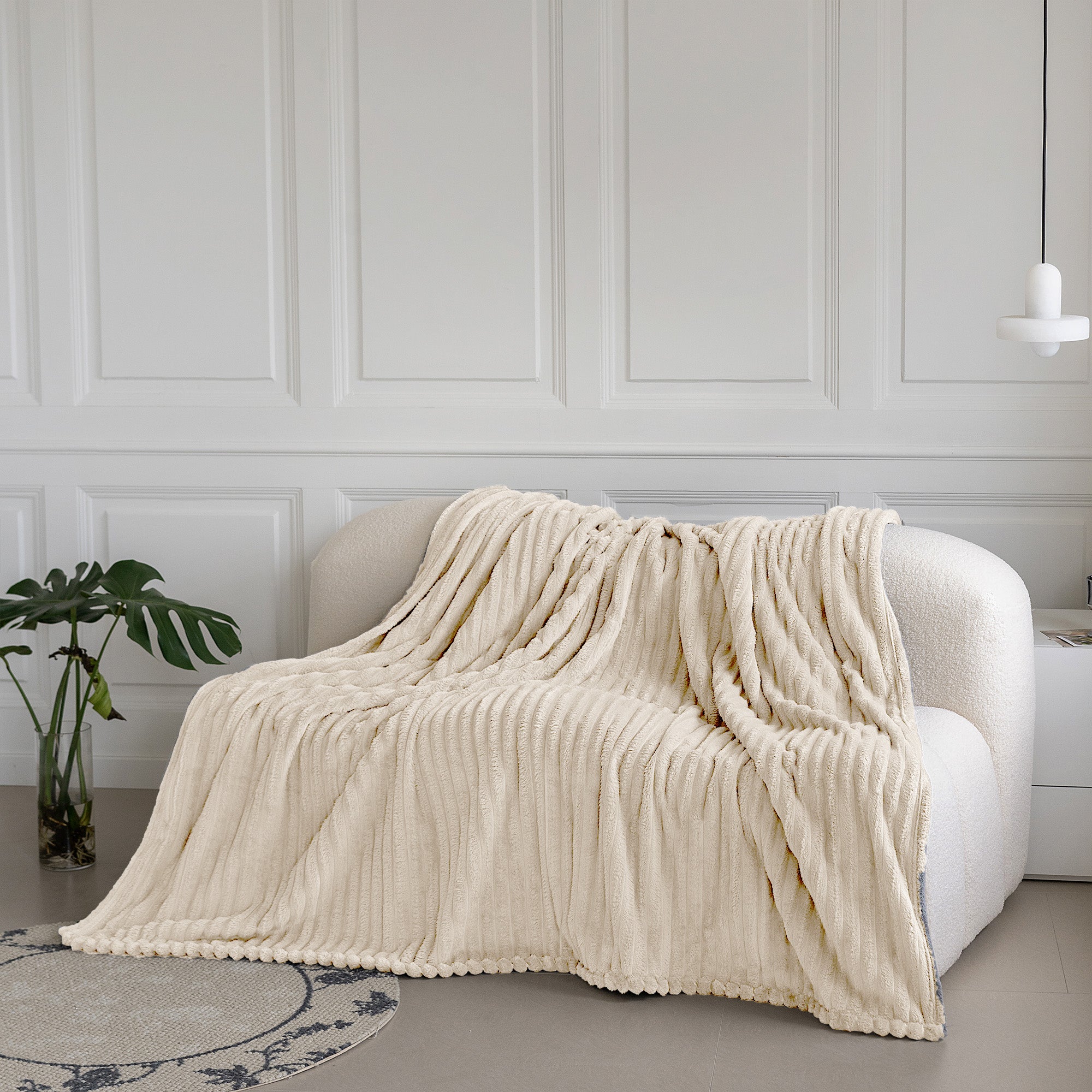 Velosso Ivory Super Chunky Cord Faux Mink Blanket – Linens Online