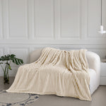 Velosso Ivory Super Chunky Cord Faux Mink Blanket