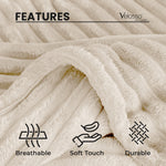 Velosso Ivory Super Chunky Cord Faux Mink Blanket