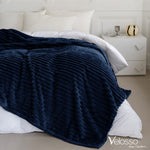 Velosso Navy Blue Super Chunky Cord Faux Mink Blanket