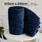 Velosso Navy Blue Super Chunky Cord Faux Mink Blanket