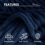 Velosso Navy Blue Super Chunky Cord Faux Mink Blanket
