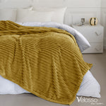 Velosso Ochre Yellow Super Chunky Cord Faux Mink Blanket