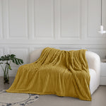 Velosso Ochre Yellow Super Chunky Cord Faux Mink Blanket
