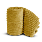 Velosso Ochre Yellow Super Chunky Cord Faux Mink Blanket