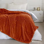 Velosso Orange Super Chunky Cord Faux Mink Blanket