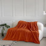 Velosso Orange Super Chunky Cord Faux Mink Blanket