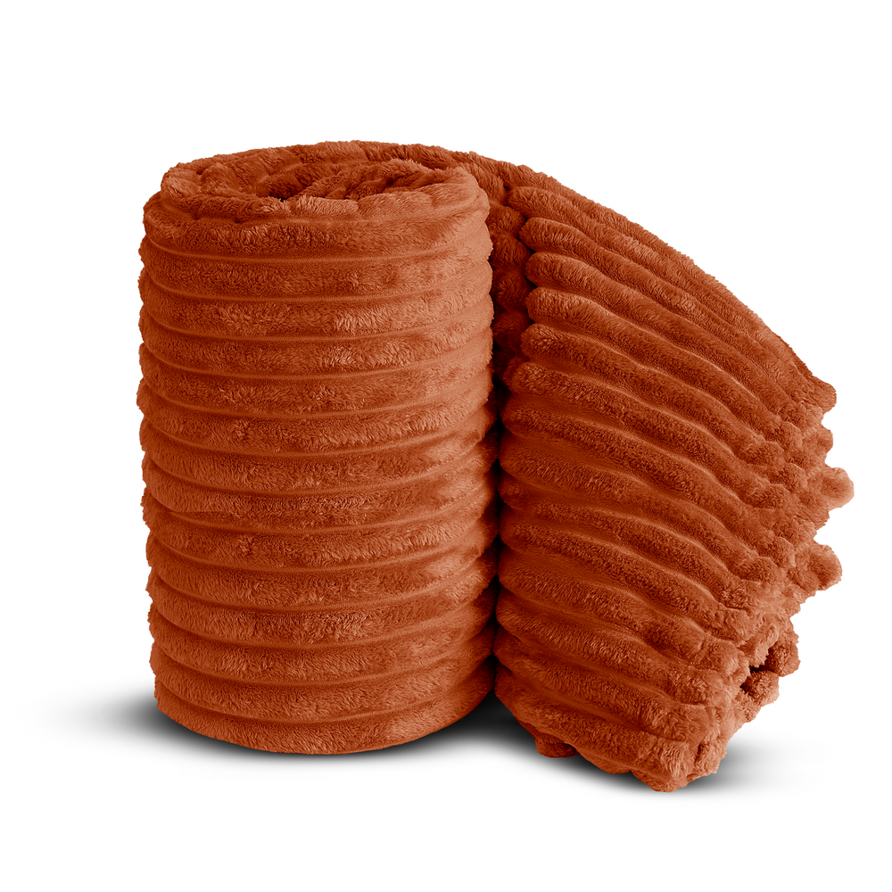 Velosso Orange Super Chunky Cord Faux Mink Blanket