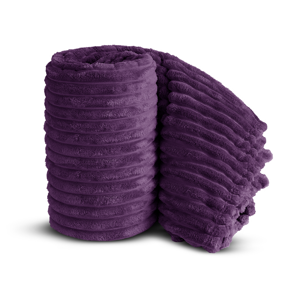 Velosso Aubergine Super Chunky Cord Faux Mink Blanket