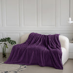 Velosso Aubergine Super Chunky Cord Faux Mink Blanket