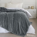 Velosso Silver Super Chunky Cord Faux Mink Blanket