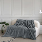 Velosso Silver Super Chunky Cord Faux Mink Blanket