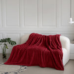 Velosso Red Super Chunky Cord Faux Mink Blanket