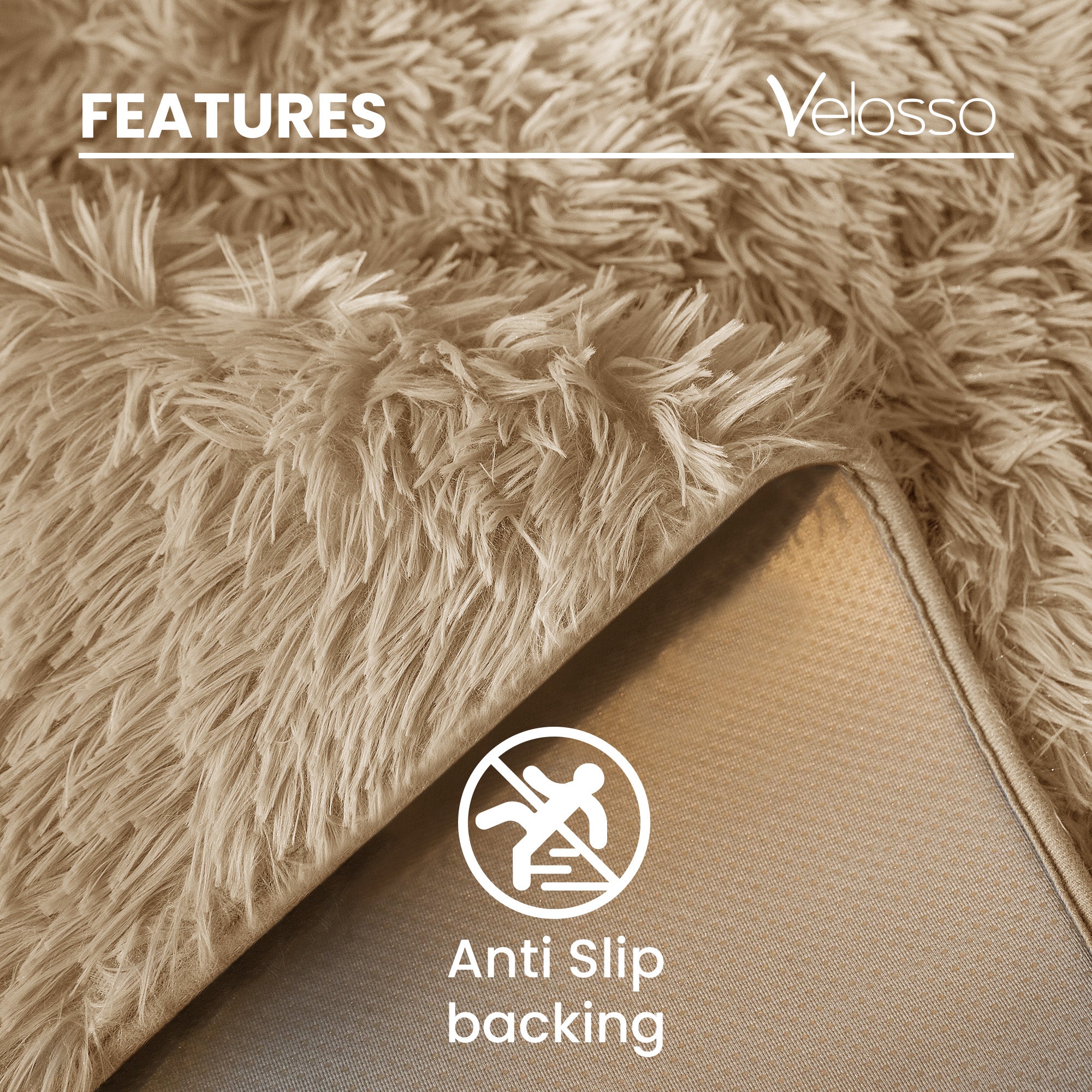 Home Republic Beige Shaggy Anti Slip Sponge Cushioned Rug – Linens Online