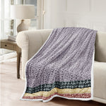 Velosso Luxury Aztec Sherpa Reverse Throw - Charcoal