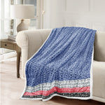 Velosso Luxury Aztec Sherpa Reverse Throw - Navy