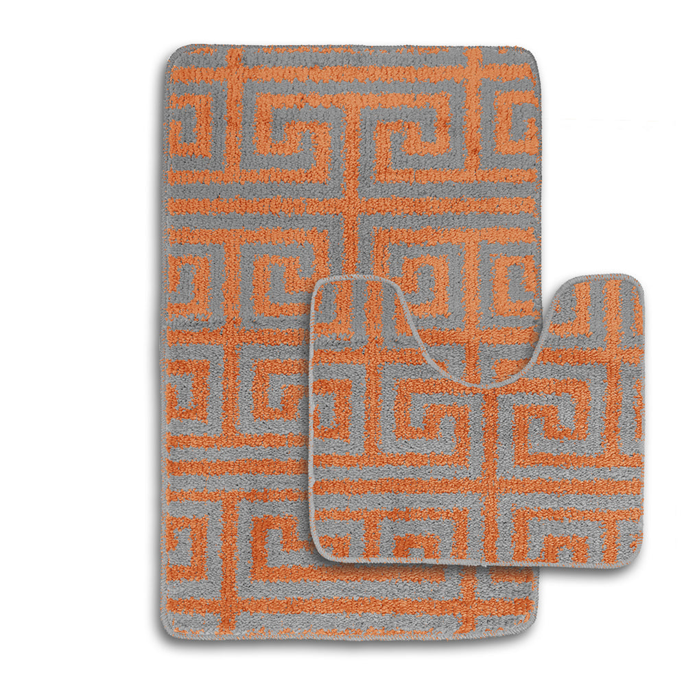 Velosso Luxe Anti Slip Bath Mat Set - Orange