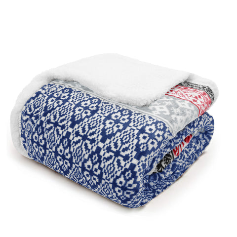 Velosso Luxury Aztec Sherpa Reverse Throw - Navy