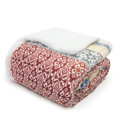 Velosso Luxury Aztec Sherpa Reverse Throw - Red