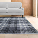 Home Republic Tartan Check Charcoal Floor Rug