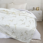 Velosso Dancing Stag Shimmering Velvet Sherpa Blanket - White