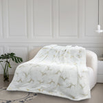 Velosso Dancing Stag Shimmering Velvet Sherpa Blanket - White