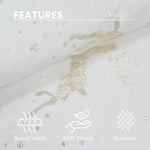 Velosso Dancing Stag Shimmering Velvet Sherpa Blanket - White