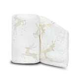 Velosso Dancing Stag Shimmering Velvet Sherpa Blanket - White