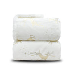 Velosso Dancing Stag Shimmering Velvet Sherpa Blanket - White