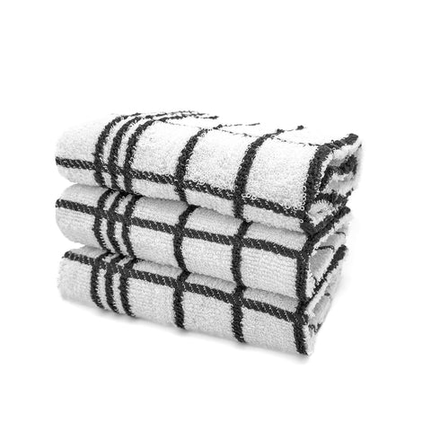 Kitchen Trends Black Checks Everyday Tea Towel - Pack of 3