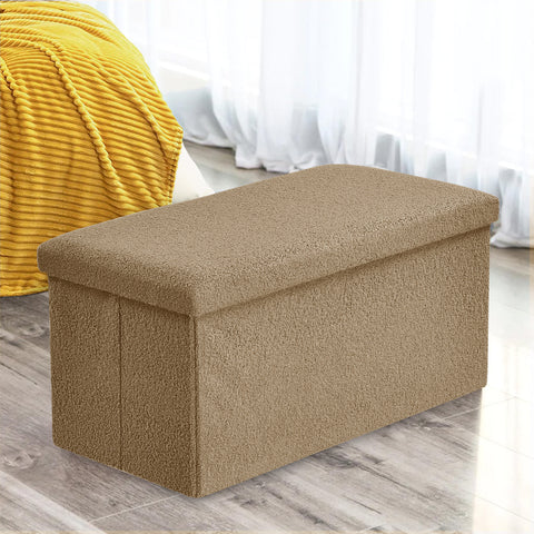 Home Republic Boucle Beige Foldable 2 Seater Storage Box