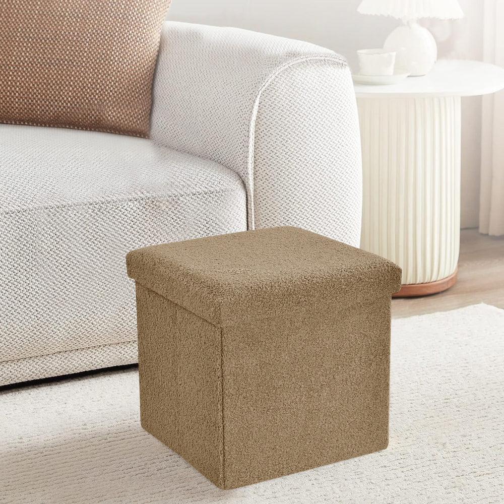 Home Republic Boucle Beige Foldable 1 Seater Storage Box